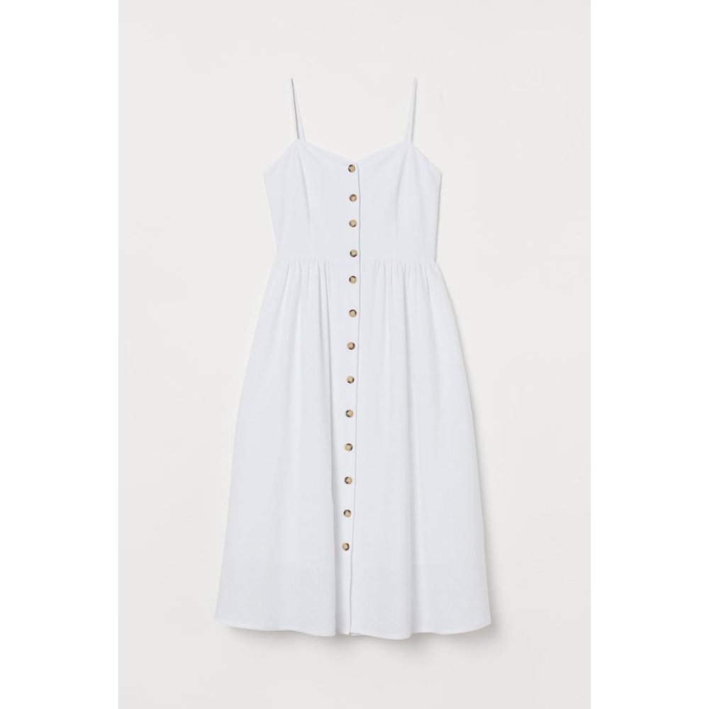 White button front midi dress